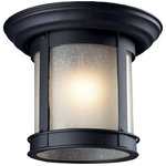 Z-Lite - Z-Lite Outdoor Flush Mount Outdoor Flush Mount Lt, Black, White Seed, 514F-BK - This cast aluminum outdoor flush mount uses seedy frosted glass to create a unique look, along with the black finish.