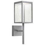 Access Lighting - Reveal Outdoor Rectangular LED Wall Sconce, Satin Gray, Seeded Glass - Features: