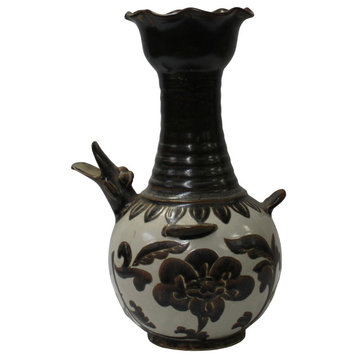 Chinese Ware Brown Black Glaze Ceramic Jar Vase Display Art Hcs5665
