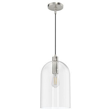 Hunter Lochmeade Clear Seeded Glass 1-Light Large pendant in Brushed Nickel
