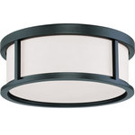 Nuvo Lighting - Nuvo Lighting 60/2982 Odeon - 15" Three Light Flush Mount - Shade Included: TRUE  Warranty:Odeon 15" Three Ligh Aged Bronze Satin Wh *UL Approved: YES Energy Star Qualified: n/a ADA Certified: n/a  *Number of Lights: Lamp: 3-*Wattage:60w Medium bulb(s) *Bulb Included:No *Bulb Type:Medium *Finish Type:Aged Bronze