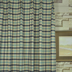 Paroo Cotton Blend Small Check Versatile Pleat Curtains & Drapes Heading Style - Curtains