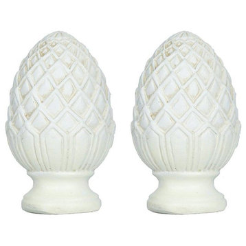 Urbanest Pineapple Lamp Finial, 2", Distressed White, Set of 2