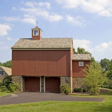Rear view of the barn theater including bathroom addition