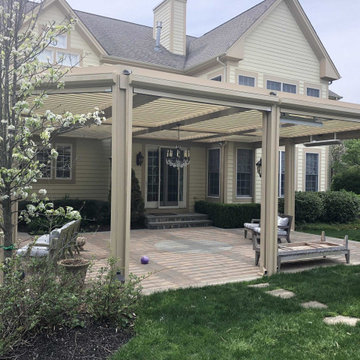 Home Addition with a motorized louvered Pergola & screens- Equinox Louvered Roof