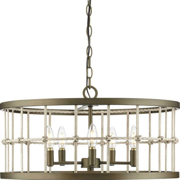 Lattimore 5 Light Chandelier, Aged Brass