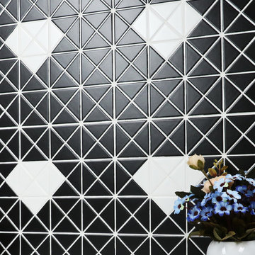 Triangular Diamond Pattern Porcelain Mosaic Tile, Wall cladding