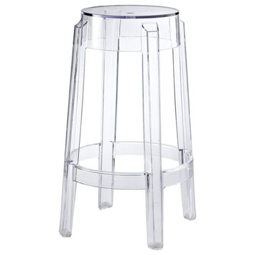 Modway Casper 26.5" Modern Style Plastic Counter Stool in Clear Finish