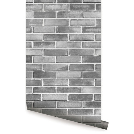 Grey Cement Brick Peel and Stick Vinyl Wallpaper, 24"w X 60"h
