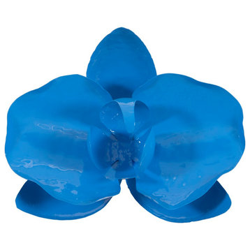 Orchid Flower Wall Decor, Blue, Metal