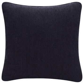 20" X 20" Black Linen Zippered Pillow