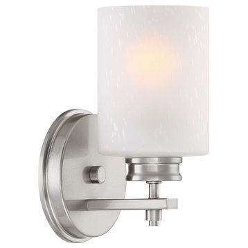 Kira Home Phoebe 8" Farmhouse Wall Sconce/ Light, Frosted Seeded Glass Shade