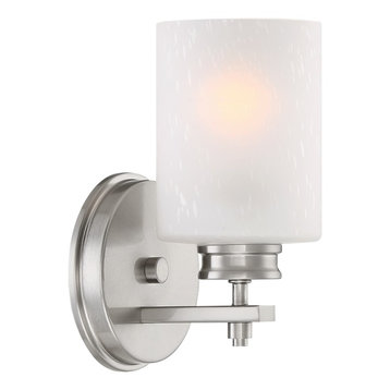 Kira Home Phoebe 8" Farmhouse Wall Sconce/ Light, Frosted Seeded Glass Shade