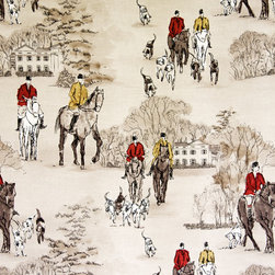 Horse hunt fabric equestrian hounds toile - Fabric