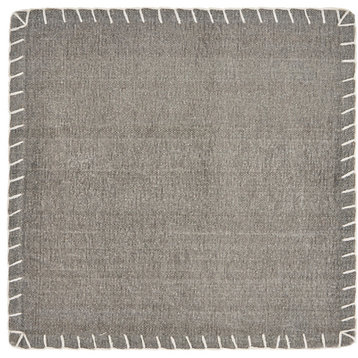 Embroidered Edge Square Place Mat, Gray