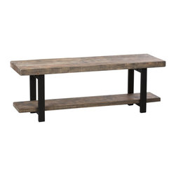 Alaterre Furniture - Alaterre Furniture Pomona Metal and Wood Bench in Brown - Dining Benches