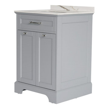 24 inch Gray Single Sink Vanity Base