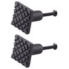Black Wrought Iron Cabinet Knob Pull Square Diamond Grid with Hardware Pack of 2