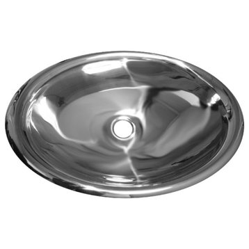 Whitehaus WHNVE218 Noah 22" Oval Stainless Steel Drop In Bathroom - Stainless