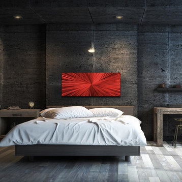 Original Abstract Art 'Starburst Red 48", Contemporary Wall Decor