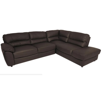 BALTIMOR Leather Sectional Sleeper Sofa, Dark Brown