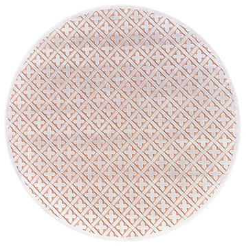 Weave & Wander Qazi Textured Lustrous Geometric Rug, Pink/White, 7'6"x7'6" Round