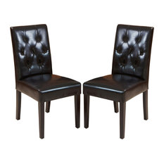GDF Studio Waldon Leather Dining Chair, Set of 2, Black, Bonded Leather