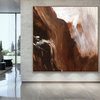 "Hazel" 60x60 IN brown white abstract Art Large Modern Painting Wall Decor