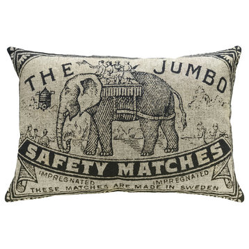 Jumbo Elephant Linen Pillow, 18"x12"