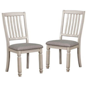 Bowery Hill 18.5" Transitional Wood Dining Side Chair in White (Set of 2)