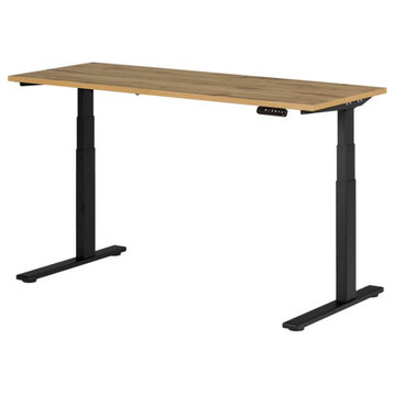 Electric Desk, Ergonomic Design With Adjustable Top, Nordik Oak/Matte Black