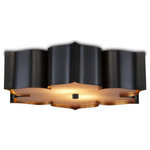 Currey and Company - Currey and Company 9999-0060 Grand Lotus, 2 Light Flush 4.5" - The Grand Lotus White Flush Mount receives its gooGrand Lotus 2 Light  Satin Black/Contempo *UL Approved: YES Energy Star Qualified: n/a ADA Certified: n/a  *Number of Lights: 2-*Wattage:13w Fluorescent bulb(s) *Bulb Included:No *Bulb Type:Fluorescent *Finish Type:Satin Black/Contemporary Gold Leaf