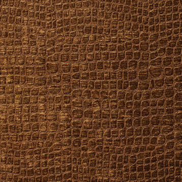Brown Alligator Print Shiny Woven Velvet Upholstery Fabric By The Yard