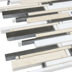 Black, White and Beige Matte Random Brick Pattern Marble Stone Tiles - Home Accessories & Decor