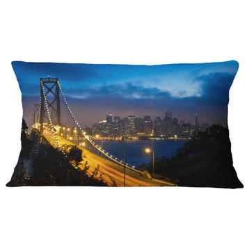 Bay Bridge San Francisco Cityscape Photo Throw Pillow, 12"x20"