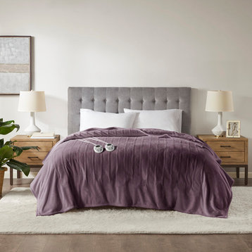 Serta Plush Heated Blanket, Purple