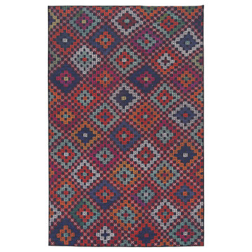 Kaleen Indoor-Outdoor Distressed Boho Patio Rug, Multi-Color, 8'x10'