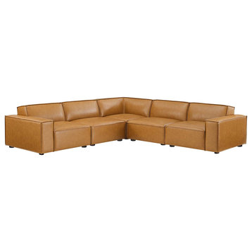 Restore 5-Piece Vegan Leather Sectional Sofa, Tan
