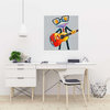 Funny Frog Playing Guitar Print On Wrapped Canvas, 24"x24"