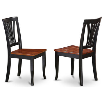 Avon Chair For Dining Room Wood Seat-Black And Cherry Finish - Set Of 2