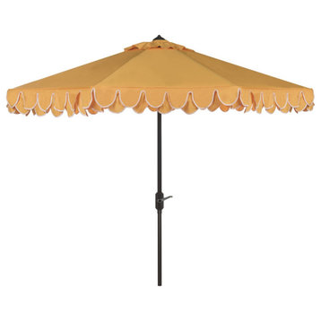 Safavieh Outdoor Elegant Valance 11ft Round Umbrella Yellow
