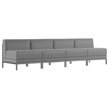 HERCULES Imagination Series LeatherSoft Lounge Set, 4 Pieces, Gray