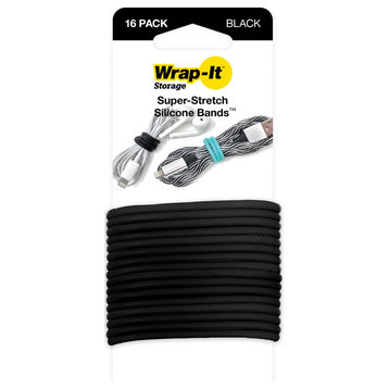 Wrap-It 516-SB-BL Storage Super Stretch Silicone Bands, Black