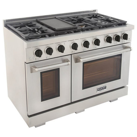 Kucht Professional 48" Stainless Steel Natural Gas Range in Silver/Black