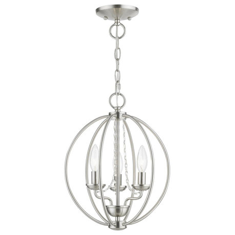 Arabella 3 Light Mini Chandelier, Brushed Nickel