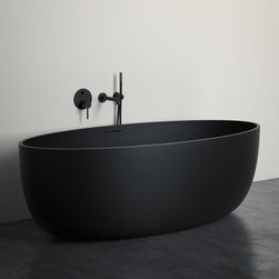 LUSSO STONE VETRINA BLACK STONE RESIN SOLID SURFACE FREESTANDING BATH 1700 - Products