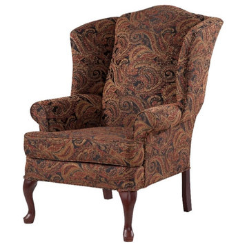 Pemberly Row Traditional Wing Back Accent Chair in Red Finish