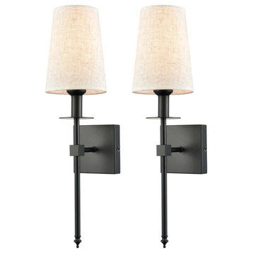 Wall Sconce Set of 2 Plug-in Wall Light, Black