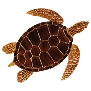 Sea Turtle Ceramic Swimming Pool Mosaic 10"x9", Brown