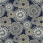 Nourison - Waverly Sun N' Shade 10' x 13' Black Contemporary Rug - Stylized disks swirl and twirl in shades of grey and ivory on a navy black field, bringing a vibrant energy to this Rare Jewels rug from Waverly's Sun N Shade Collection. Easy-care fibers are perfect for creating a lasting outdoor statement for your deck or patio.